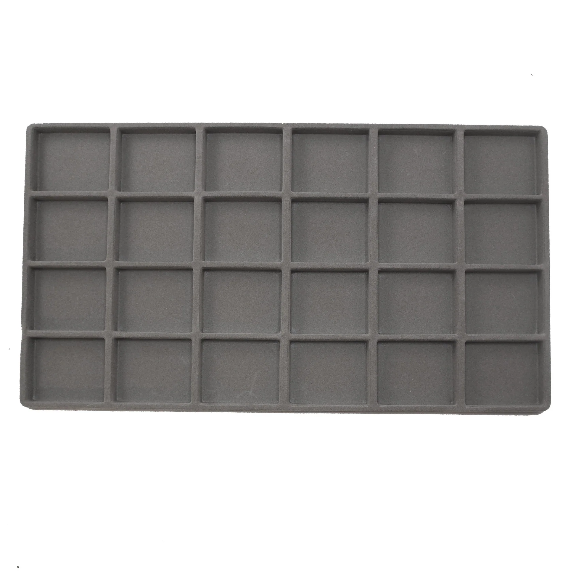 1pc Grey Flocked Compartment Display Slots Inserts for Jewelry Cases and Trays (28 Compartment)