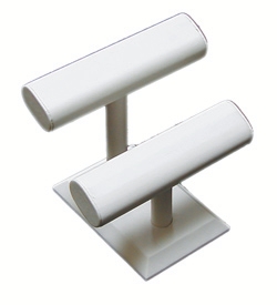 Double Tier Oval T-bar - White Leatherette