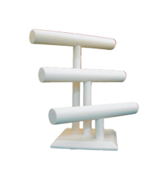 3 Tier T-bar - White Leatherette