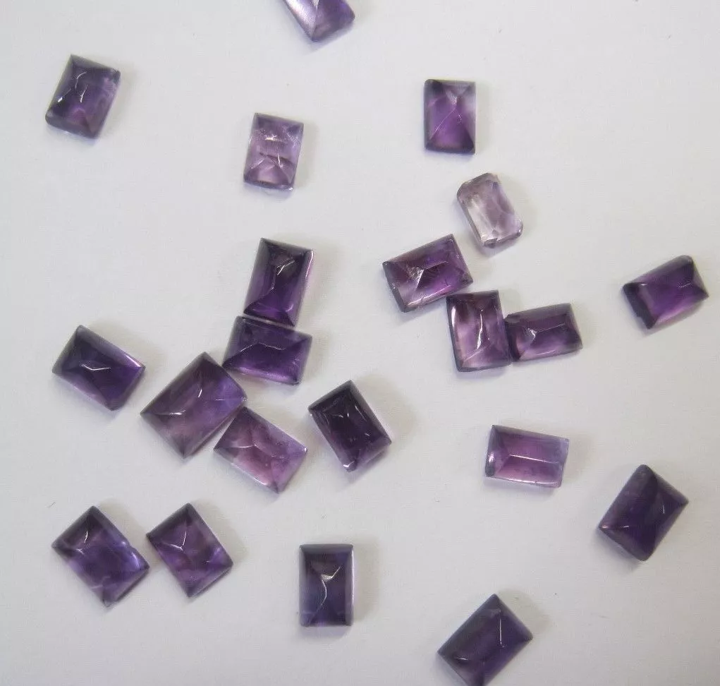 Lot of 2 Amethyst Rectangle Cabochon High Quality 4x6mm