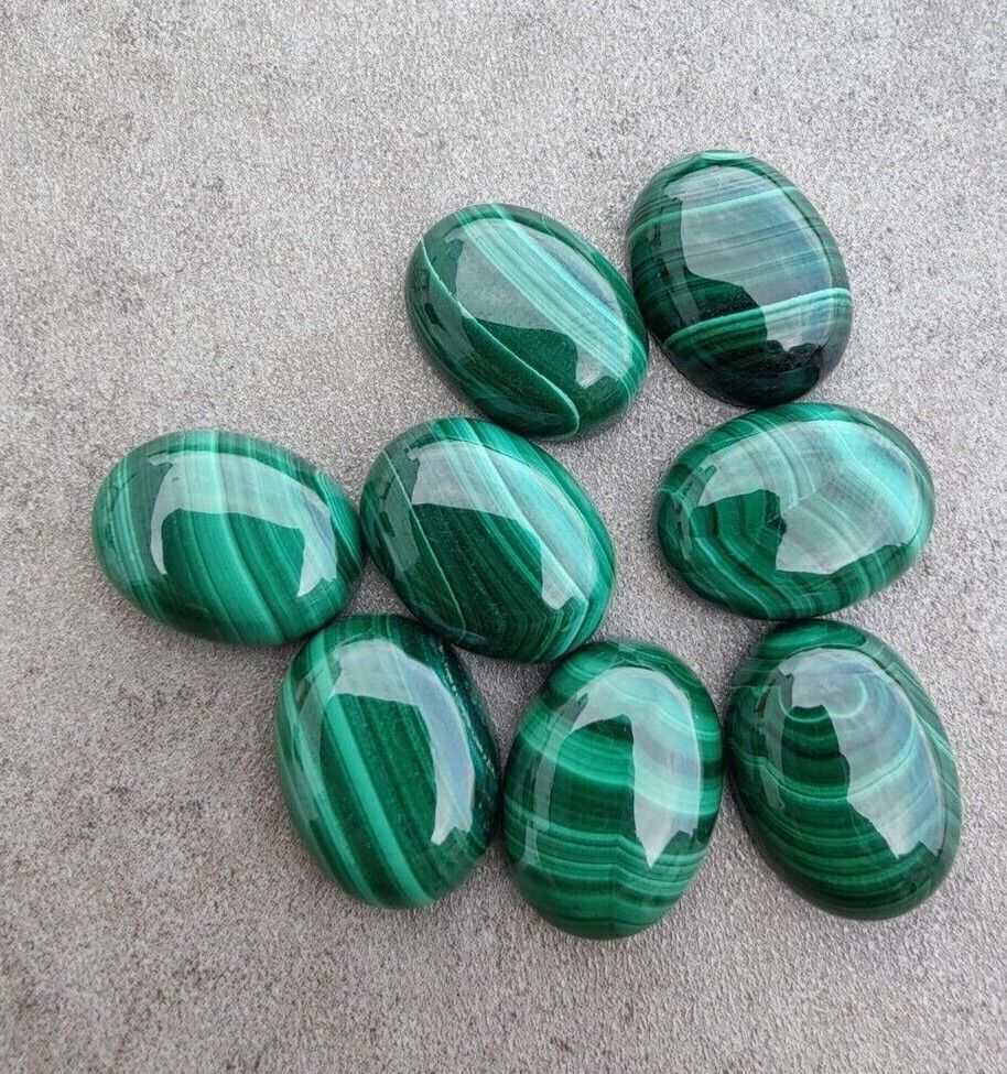 Natural Malachite Oval Shape Cabochon Flat Back Calibrated Loose Gemstone - 8x10