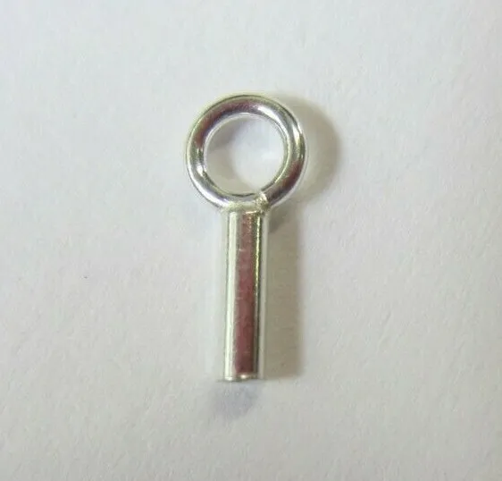 10pcs Sterling Silver End Cap Crimp Tube Cord Leather Wire Jewelry 0.8mm Hole