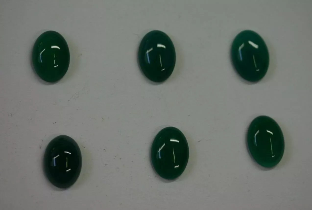 4pcs 10x14mm Natural Green Onyx Calibrated Oval Cabochon Gemstones Gems Jewelry