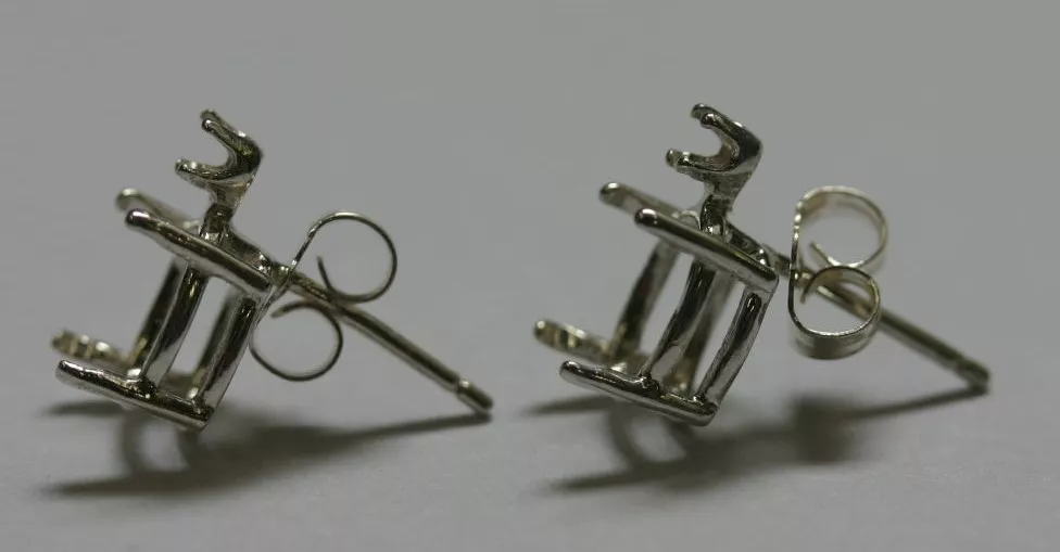 6x8 8x6mm Sterling Silver Oval Earrings Setting Gemstones Single Accent 2mm