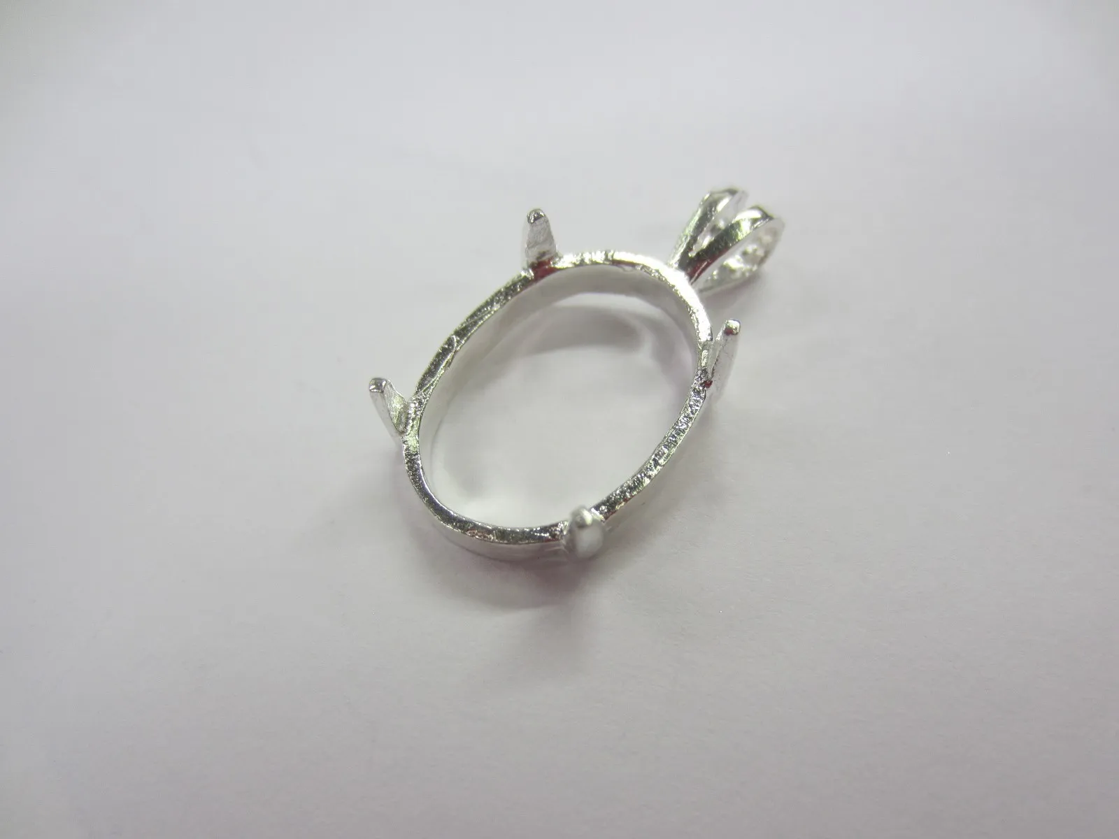 1pc 10x12mm Solid Sterling Silver Prenotched Cabochon Gemstones Pendant Mounting