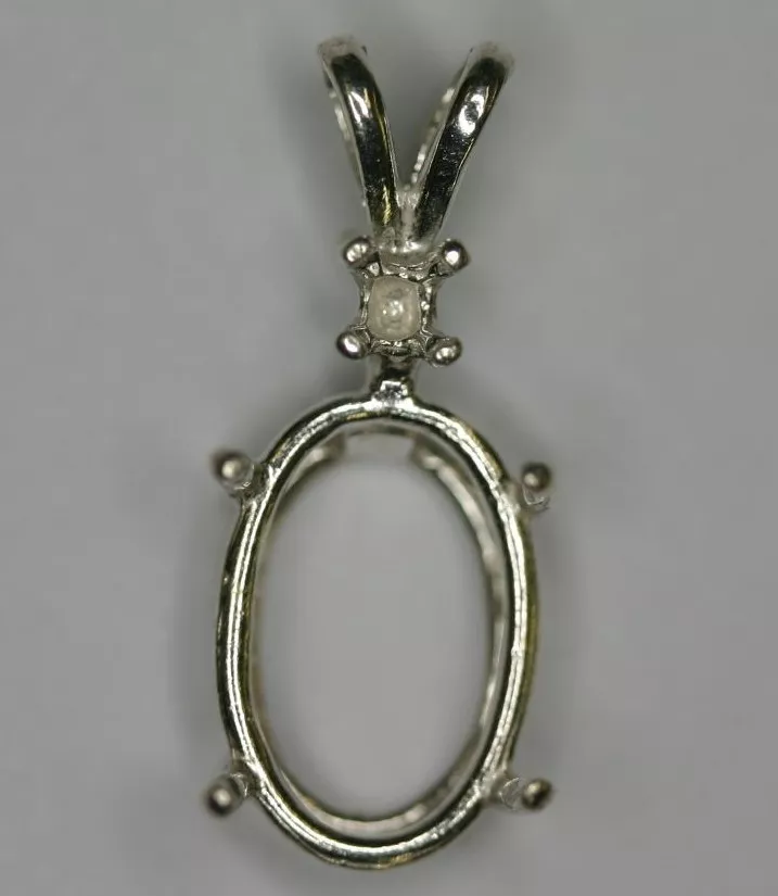 14x10 10x14 Pre-notched Sterling Silver Oval Pendant Mounting Gemstones 1 Accent