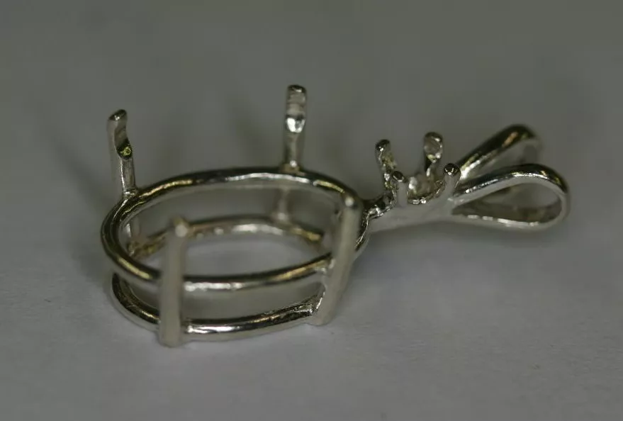 14x10 10x14 Pre-notched Sterling Silver Oval Pendant Mounting Gemstones 1 Accent