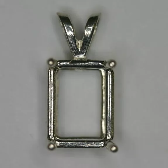 7x9 9x7 Prenotched Sterling Silver Emerald cut Pendant Mounting Gemstones