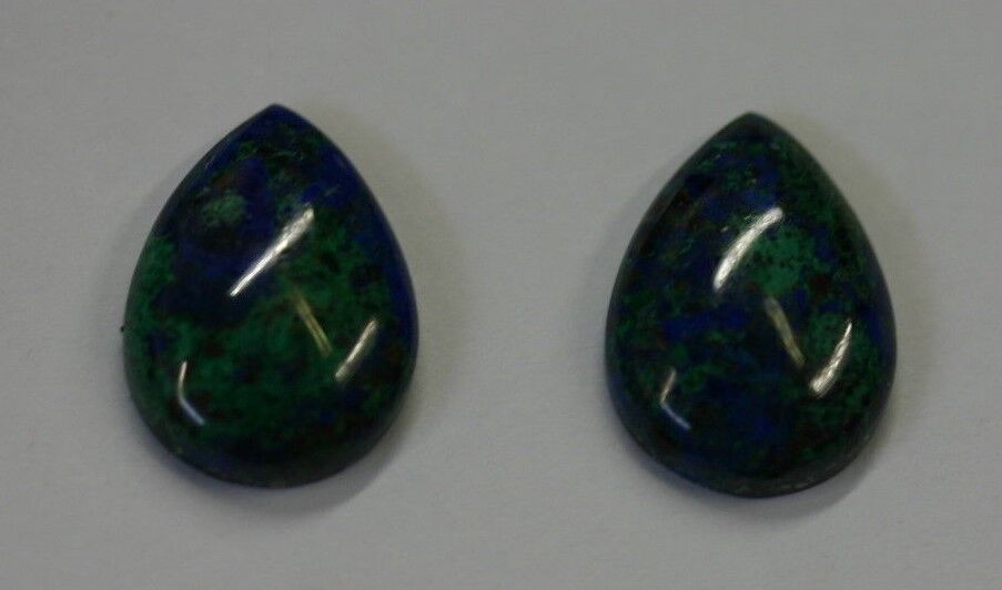 2pcs Natural Azurite Malachite Calibrated Pear Cabochon 5x7 Gemstones Cabs