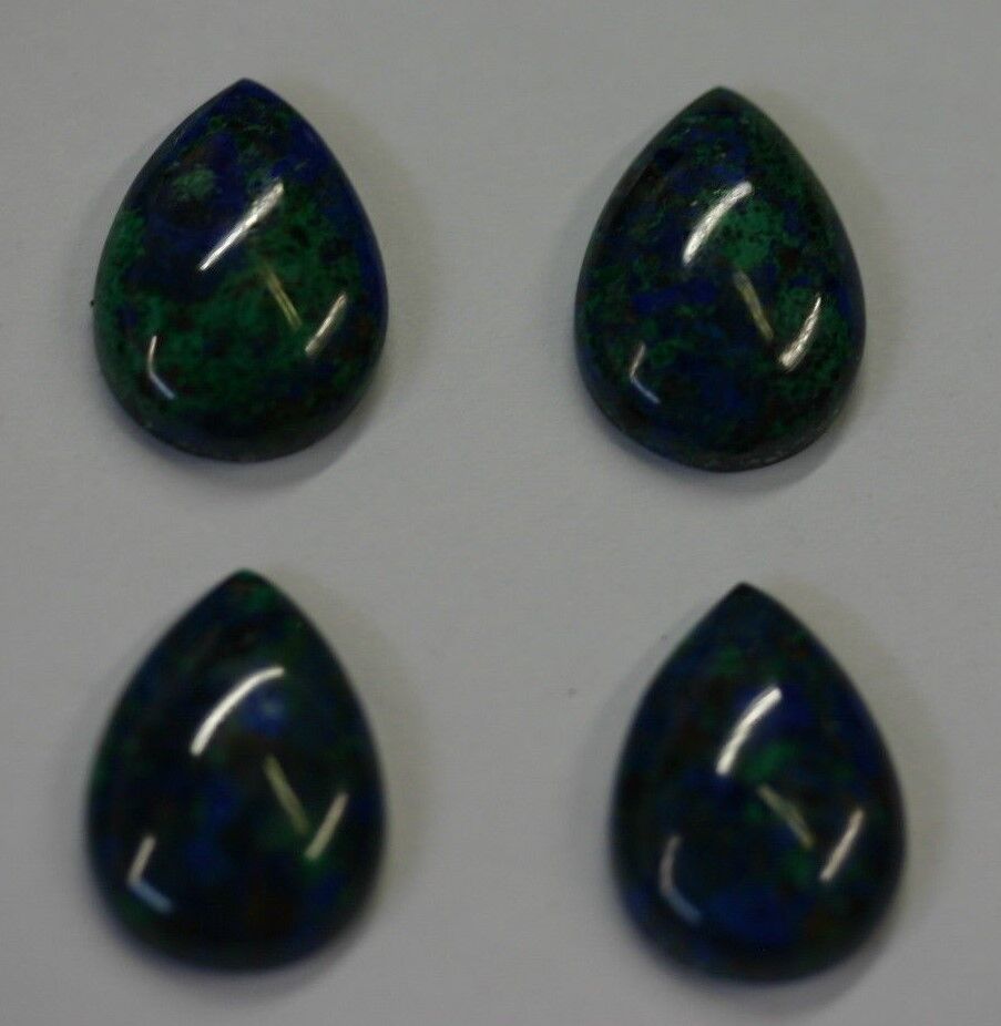 2pcs Natural Azurite Malachite Calibrated Pear Cabochon 5x7 Gemstones Cabs