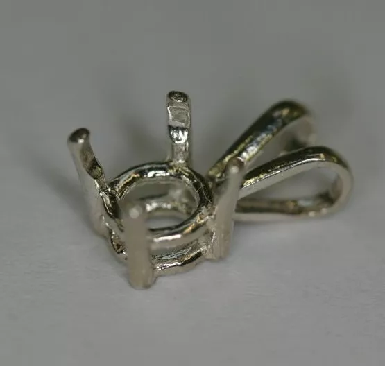 4mm Round Prenotched Sterling Silver Pendant Mounting Setting Gemstones Faceted