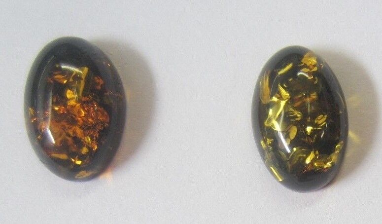 2pcs Natural Oval Amber Cabochon High Quality Gemstones 8x12mm 12x8mm