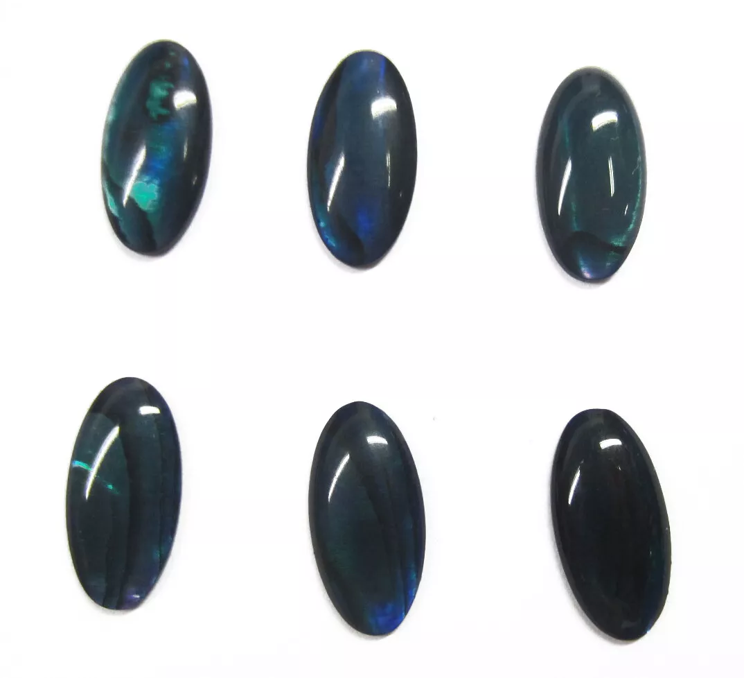 4pcs 6x12mm 12x6mm Natural Paua Shell Blue Long Oval Cabochon Gemstones Jewelry