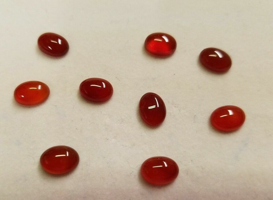 10pcs 6x8mm Natural Carnelian Calibrated Oval Cabochon Cab Gemstones Jewelry