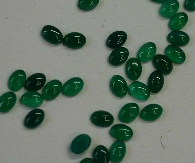 10pcs 6x8mm Natural Green Onyx Calibrated Oval Cabochon Gemstones Gems Jewelry