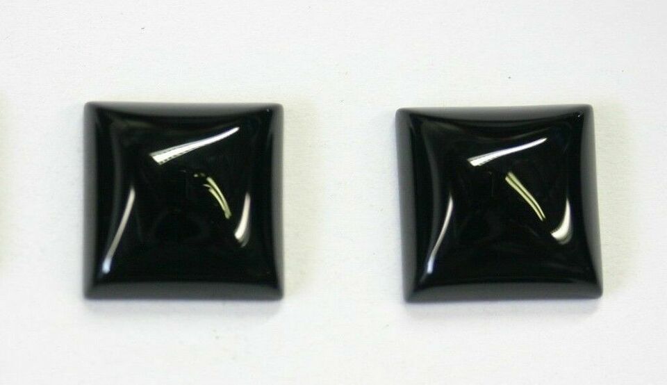 4pcs 14mm Natural Black Onyx Calibrated Square Cabochon Gemstones Gems Jewelry