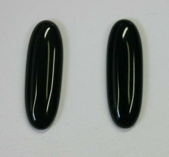 4pcs 7x30mm Natural Black Onyx Calibrated Long Oval Cabochon Gemstones Cab Gems