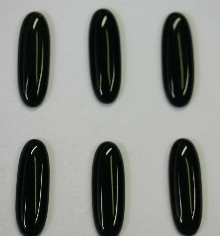 4pcs 6x12mm Natural Black Onyx Calibrated Long Oval Cabochon Gemstones Cab Gems