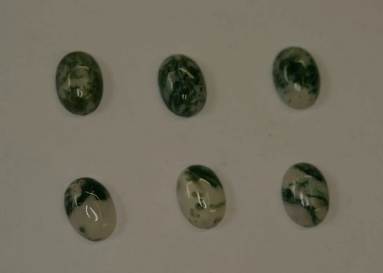 4pcs 10x14mm Natural Tree Agate Calibrated Oval Cabochon Gemstones Cab Jewelry