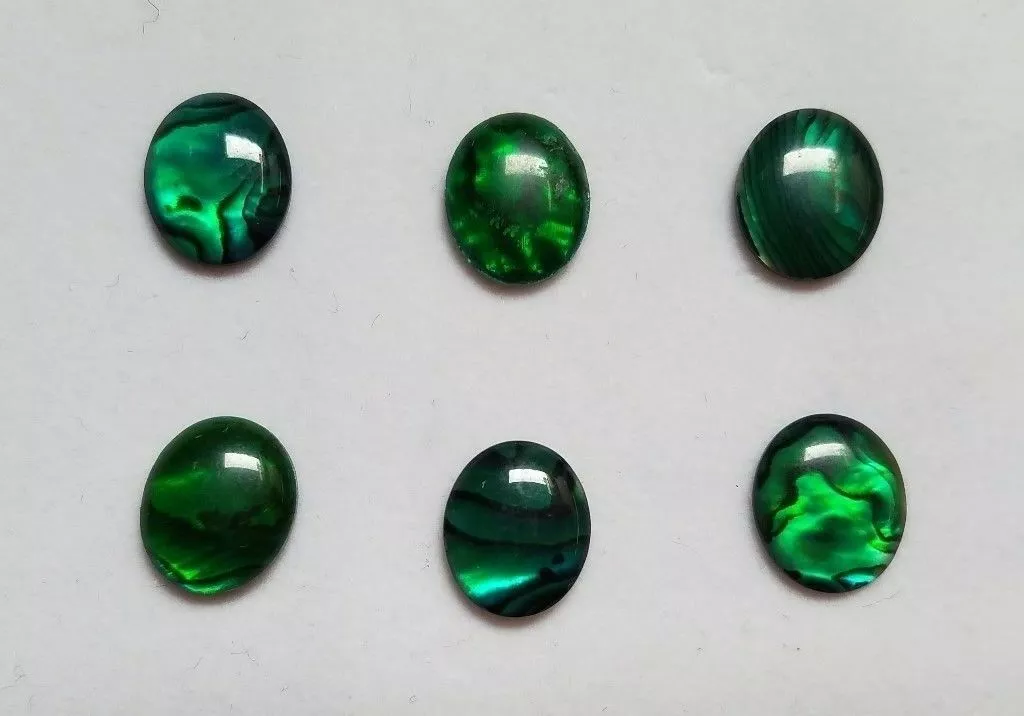 6pcs 12x16mm Natural Paua Shell Green Calibrated Oval Cabochon Gemstones Jewelry