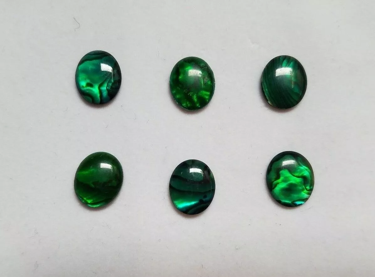 10pcs 10x14mm Natural Paua Shell Green Calibrated Oval Cabochon Gems Jewelry