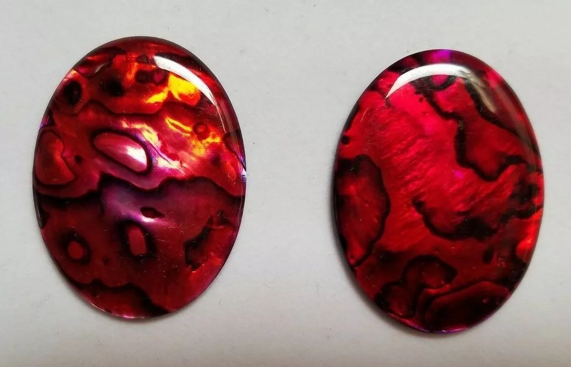 30x40mm 40x30mm Natural Paua Shell Red Calibrated Oval Cabochon Gems Jewelry
