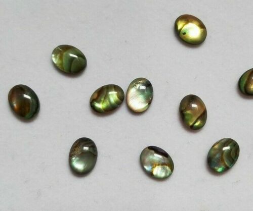 10pcs 7x9mm Natural Paua Shell Abalone Calibrated Oval Cabochon Gems Jewelry