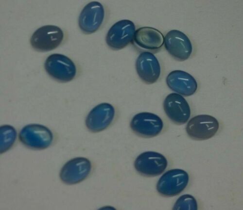 10pcs 5x7mm Natural Blue Onyx Calibrated Oval Cabochon Gemstones Gems Jewelry
