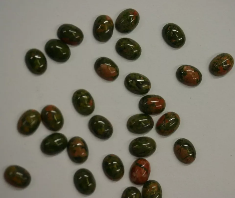 10pcs Unakite Oval Cabochon High Quality 4x6 Gemstones