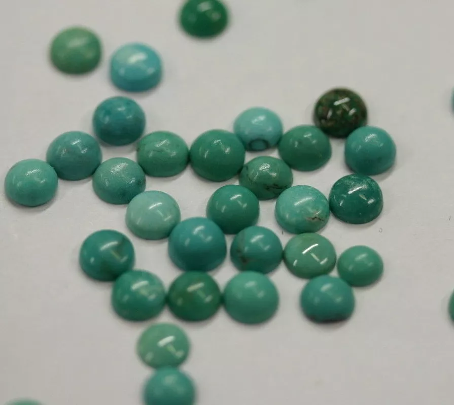 2pcs Natural Chinese Turquoise Round Cabochon 8mm Gemstones