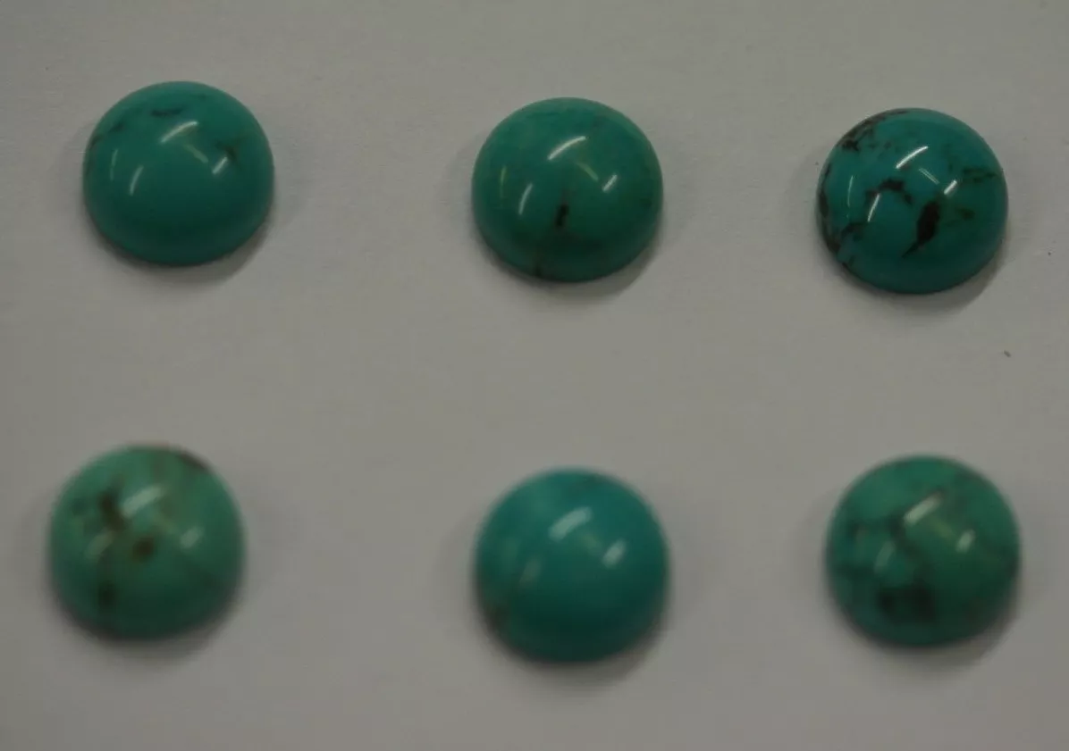 2pcs Natural Chinese Turquoise Round Cabochon 8mm Gemstones