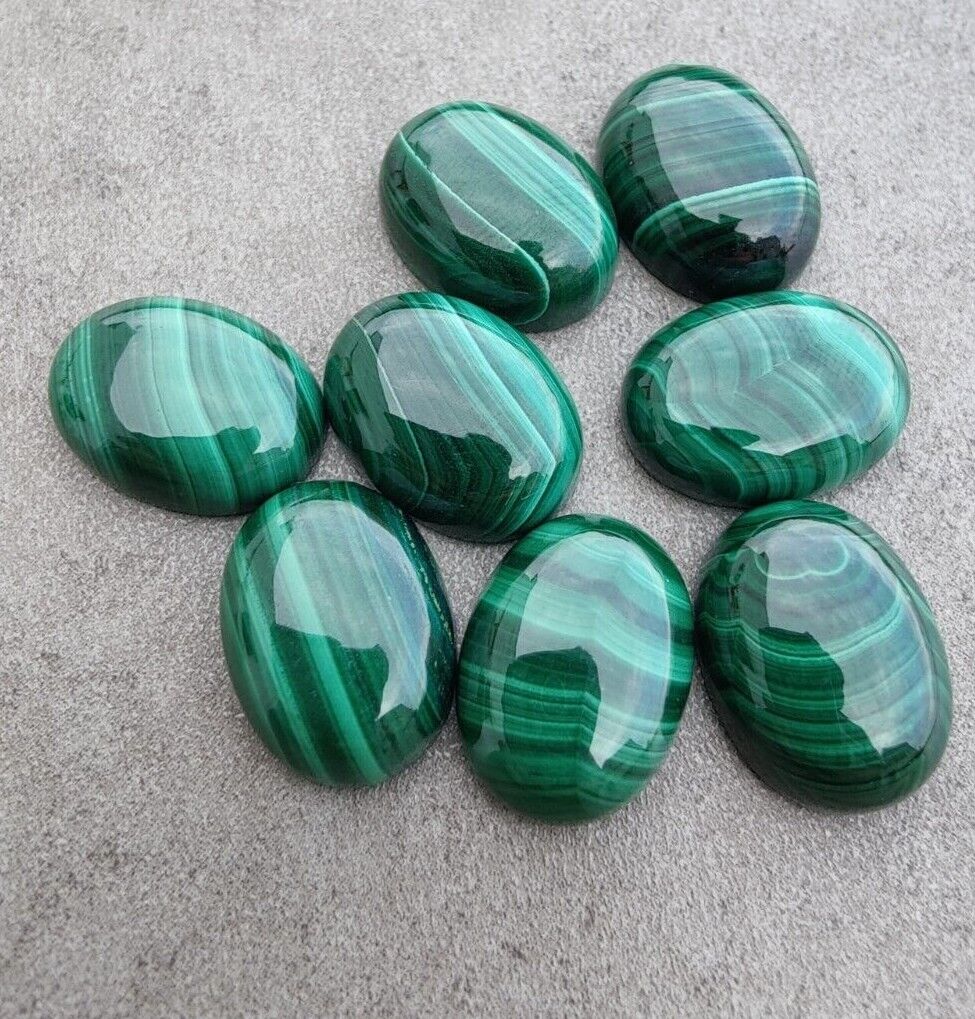 Natural Malachite Oval Shape Cabochon Flat Back Calibrated Loose Gemstone - 7x9
