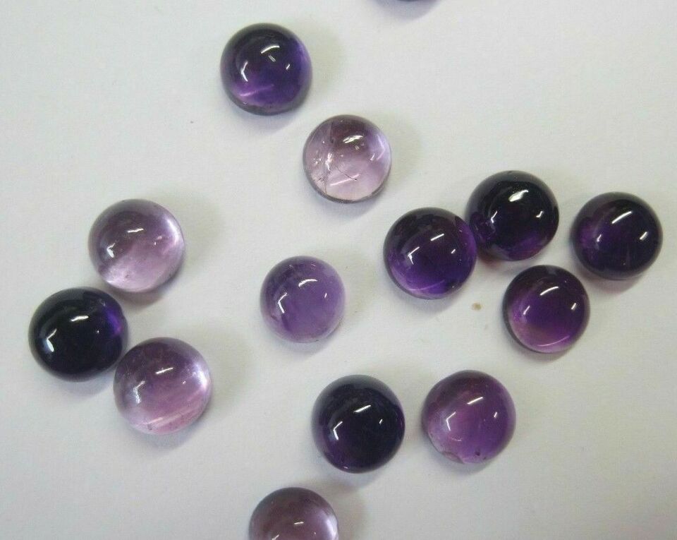 4pcs 4mm Natural African Amethyst Round Cabochon Gemstones Cab Gems Jewelry