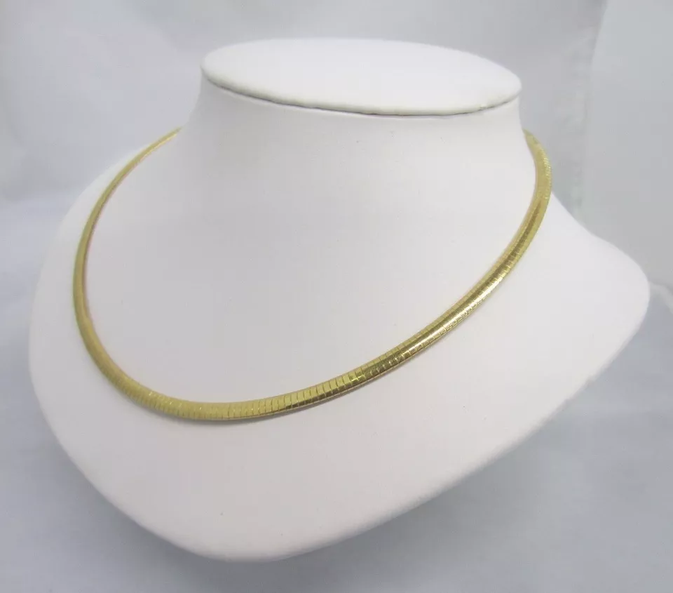 4mm Vermeil Omega Cubetto Chain Necklace Made in ITALY Wholesale Prices 18"