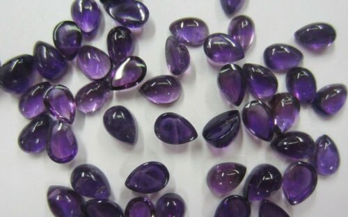 4pcs 6x8mm 8x6mm Natural African Amethyst Pear Cabochon Gemstones Cab Gems