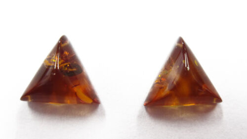 2pcs 8mm Natural Baltic Amber Triangle Cabochon High Quality Gemstones Cab Gems
