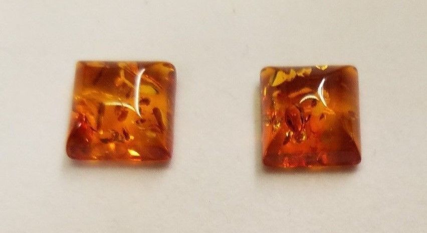 Natural Calibrated Square Amber Cabochon High Quality Gemstones 10mm Stones Gems