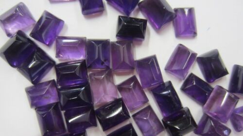 4pcs 6x8mm 8x6mm Natural African Amethyst Rectangle Cabochon Cab Rose Cut Top