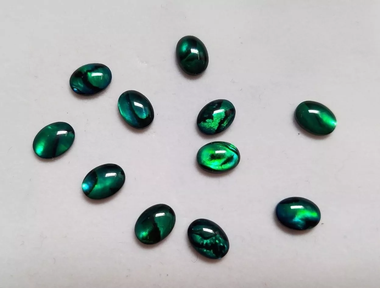 10pcs Green Paua Shell Oval Cabochon 10x14mm Jewelry Cabs Gems