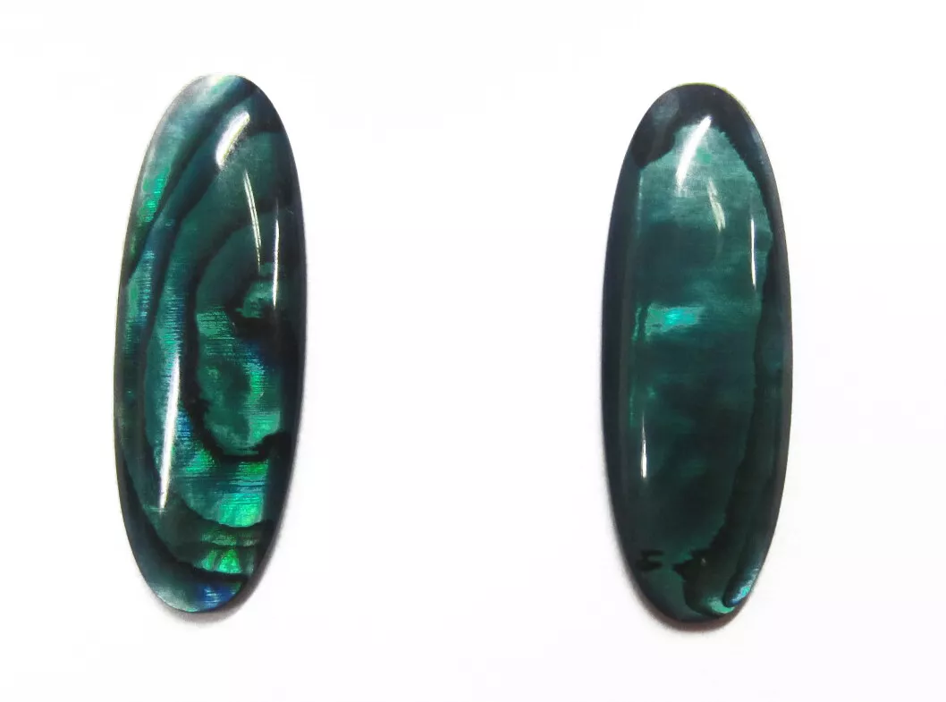 4pcs 7x14mm 14x7mm Natural Paua Shell Blue Green Long Oval Cabochon Gemstones