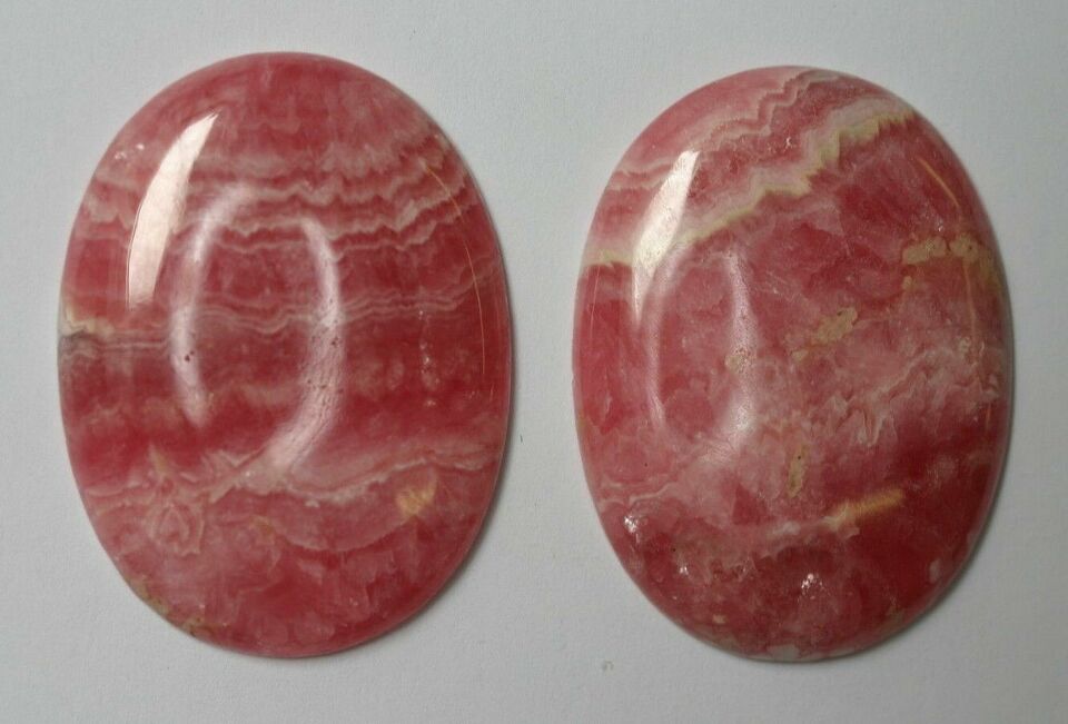 2pcs 10x14mm Natural Rhodochrosite Calibrated Oval Cabochon Cab Gems Gemstones