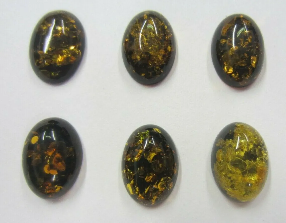 Natural Calibrated Oval Green Amber Cabochon Gemstones 10x14mm 14x10mm Jewelry