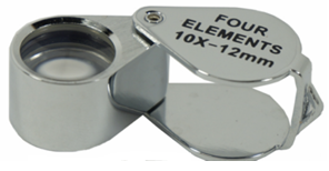 Professional Quality Chrome Round Body Four Elements Quadruplet Jewelers Loupe 10 x 12
