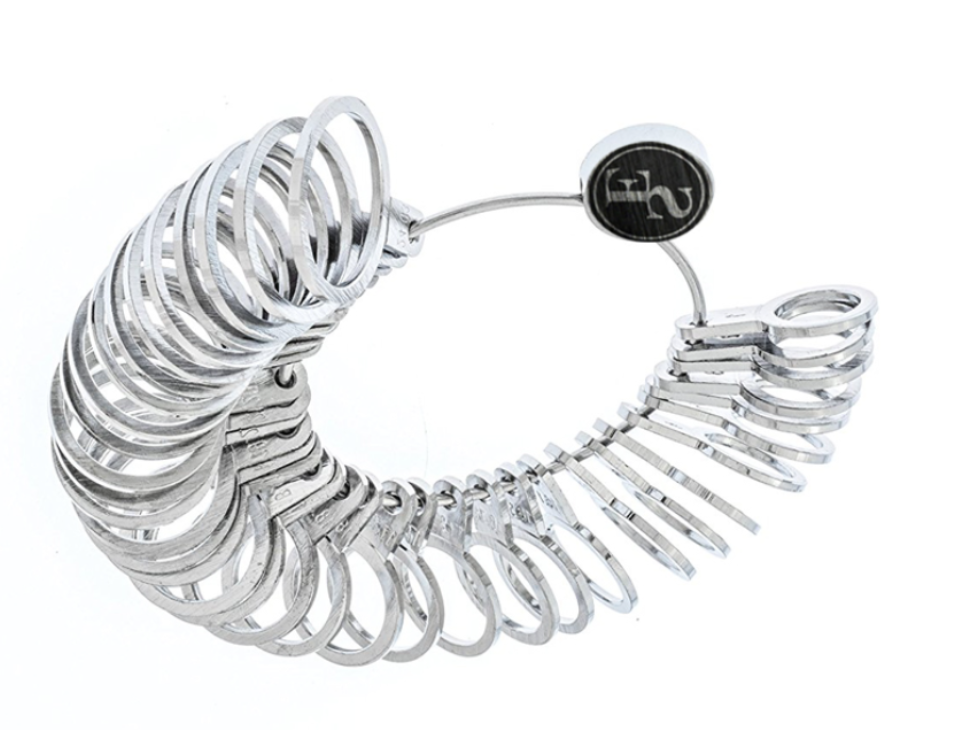 36-Piece Metal Ring Sizer, - USA 1-15 - 13-24.2mm - EU 41-76, Chrome Plated Bra